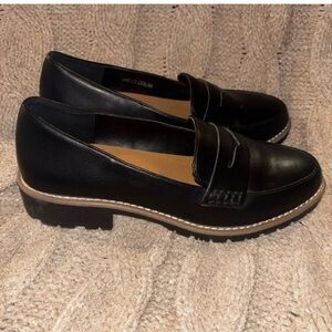 Dolce Vita Black Penny Loafers with Tan Trim